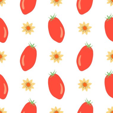 Kırmızı domates vektörü kusursuz desen.
