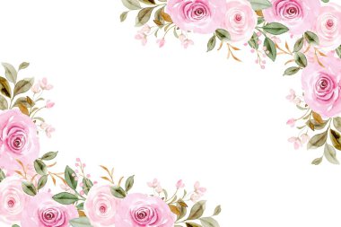 Renkli çayır çiçekleri suluboya botanik arka plan çerçevesi. Bahar ve yaz. Arka plan çiçekli suluboya düzenlemeleri..