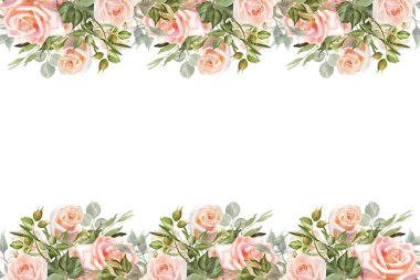 Renkli çayır çiçekleri suluboya botanik arka plan çerçevesi. Bahar ve yaz. Arka plan çiçekli suluboya düzenlemeleri..