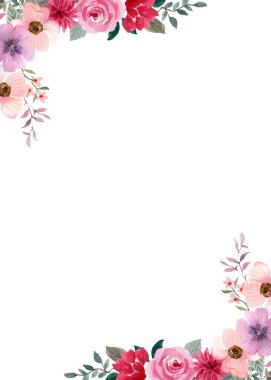 Düğün için çiçek ve dallarla suluboya davetiye şablonu, düğün öncesi parti, doğum günü, yıldönümü, tarih kaydet