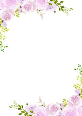 Düğün için çiçek ve dallarla suluboya davetiye şablonu, düğün öncesi parti, doğum günü, yıldönümü, tarih kaydet