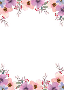 Düğün için çiçek ve dallarla suluboya davetiye şablonu, düğün öncesi parti, doğum günü, yıldönümü, tarih kaydet