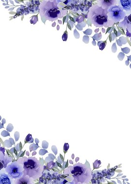 Düğün için çiçek ve dallarla suluboya davetiye şablonu, düğün öncesi parti, doğum günü, yıldönümü, tarih kaydet