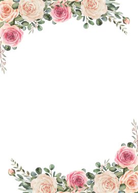 düğün, doğum günü, kart, arkaplan, davetiye, duvar kağıdı, çıkartma, dekorasyon için çiçek suluboya çerçevesi.