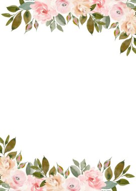 düğün, doğum günü, kart, arkaplan, davetiye, duvar kağıdı, çıkartma, dekorasyon için çiçek suluboya çerçevesi.