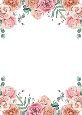 düğün, doğum günü, kart, arkaplan, davetiye, duvar kağıdı, çıkartma, dekorasyon için çiçek suluboya çerçevesi.