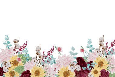 düğün, doğum günü, kart, arkaplan, davetiye, duvar kağıdı, çıkartma, dekorasyon için çiçek suluboya çerçevesi.