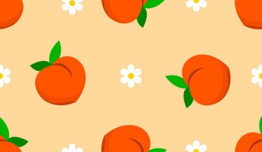 Afişler, kartlar, el ilanları, sosyal medya duvar kağıtları vs. için şeftali desenli kusursuz desen. 