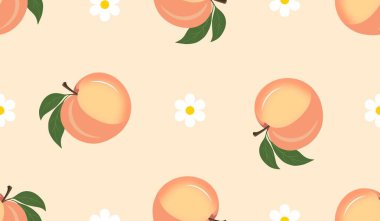 Afişler, kartlar, el ilanları, sosyal medya duvar kağıtları vs. için şeftali desenli kusursuz desen. 