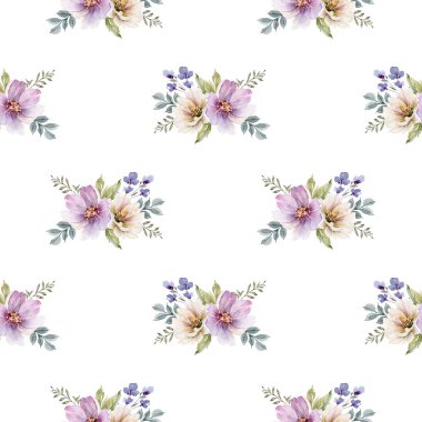 Romantik suluboya çiçek pürüzsüz desen dekorasyonu