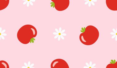 Kırmızı domates vektörü kusursuz desen. 