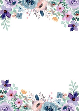 düğün, doğum günü, kart, arkaplan, davetiye, duvar kağıdı, çıkartma, dekorasyon için çiçek suluboya çerçevesi.