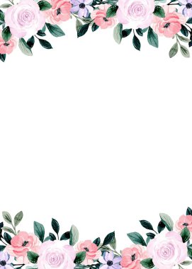 düğün, doğum günü, kart, arkaplan, davetiye, duvar kağıdı, çıkartma, dekorasyon için çiçek suluboya çerçevesi.