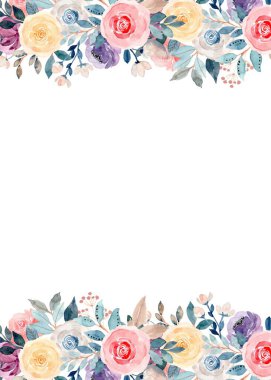 düğün, doğum günü, kart, arkaplan, davetiye, duvar kağıdı, çıkartma, dekorasyon için çiçek suluboya çerçevesi.
