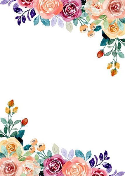 düğün, doğum günü, kart, arkaplan, davetiye, duvar kağıdı, çıkartma, dekorasyon için çiçek suluboya çerçevesi.