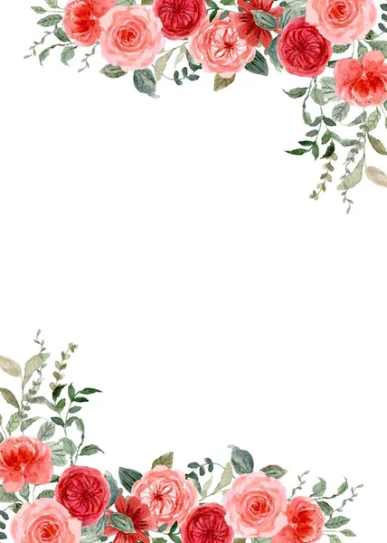 düğün, doğum günü, kart, arkaplan, davetiye, duvar kağıdı, çıkartma, dekorasyon için çiçek suluboya çerçevesi.