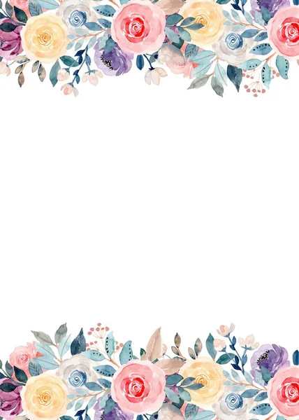 düğün, doğum günü, kart, arkaplan, davetiye, duvar kağıdı, çıkartma, dekorasyon için çiçek suluboya çerçevesi.
