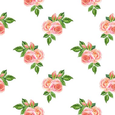 Romantik suluboya çiçek pürüzsüz desen dekorasyonu