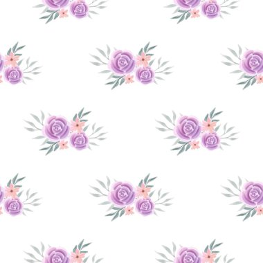 Suluboya yaz çiçekleriyle kusursuz desenli güzel bir çiçek deseni. Stok illüstrasyonu.