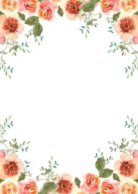 düğün, doğum günü, kart, arkaplan, davetiye, duvar kağıdı, çıkartma, dekorasyon için çiçek suluboya çerçevesi.