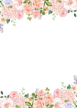 düğün, doğum günü, kart, arkaplan, davetiye, duvar kağıdı, çıkartma, dekorasyon için çiçek suluboya çerçevesi.