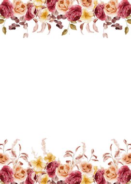 düğün, doğum günü, kart, arkaplan, davetiye, duvar kağıdı, çıkartma, dekorasyon için çiçek suluboya çerçevesi.