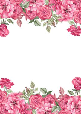 Düğün için çiçek ve dallarla suluboya davetiye şablonu, gelin partisi, doğum günü, yıldönümü.