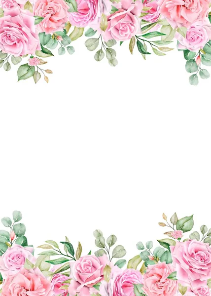 Düğün için çiçek ve dallarla suluboya davetiye şablonu, gelin partisi, doğum günü, yıldönümü.