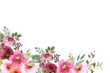 düğün, doğum günü, kart, arkaplan, davetiye, duvar kağıdı, çıkartma, dekorasyon için çiçek suluboya çerçevesi.