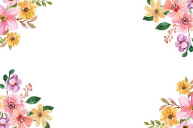 düğün, doğum günü, kart, arkaplan, davetiye, duvar kağıdı, çıkartma, dekorasyon için çiçek suluboya çerçevesi.