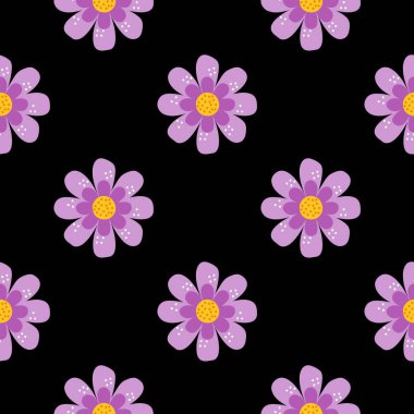 Cesur Siyah Arkaplanda Zarif Çiçek Şablonu