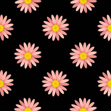 Cesur Siyah Arkaplanda Zarif Çiçek Şablonu