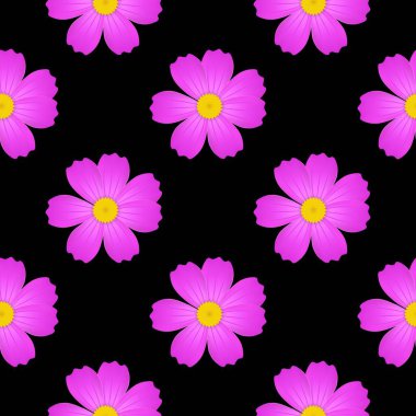 Cesur Siyah Arkaplanda Zarif Çiçek Şablonu