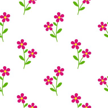 Çiçek arkaplanlı, soyut, kusursuz botanik deseni. Parlak çiçekler ve yeşil yapraklarla kusursuz çiçek deseni.