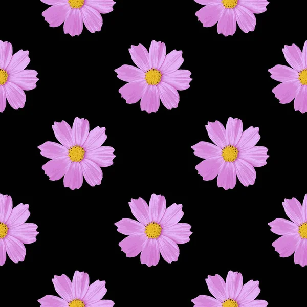 Cesur Siyah Arkaplanda Zarif Çiçek Şablonu