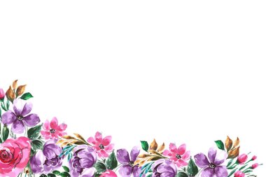 düğün, doğum günü, kart, arkaplan, davetiye, duvar kağıdı, çıkartma, dekorasyon için çiçek suluboya çerçevesi.