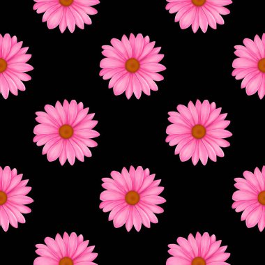 Cesur Siyah Arkaplanda Zarif Çiçek Şablonu