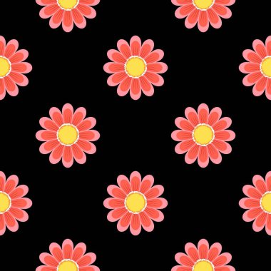 Cesur Siyah Arkaplanda Zarif Çiçek Şablonu