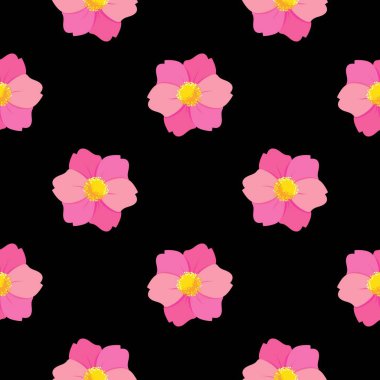 Cesur Siyah Arkaplanda Zarif Çiçek Şablonu