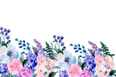 Güzel çiçekler suluboya arka plan. Canlandırılmış 4k