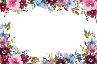düğün, doğum günü, kart, arkaplan, davetiye, duvar kağıdı, çıkartma, dekorasyon için çiçek suluboya çerçevesi.