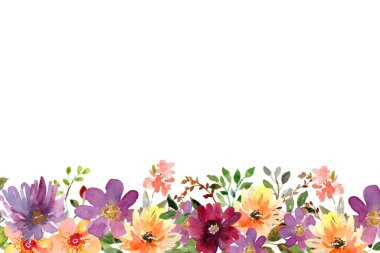 düğün, doğum günü, kart, arkaplan, davetiye, duvar kağıdı, çıkartma, dekorasyon için çiçek suluboya çerçevesi.