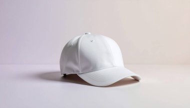 Pastel Arkaplanda Beyaz Beyzbol Şapkası Modeli