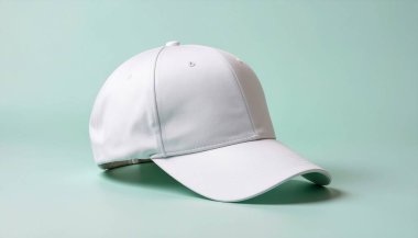Pastel Arkaplanda Beyaz Beyzbol Şapkası Modeli