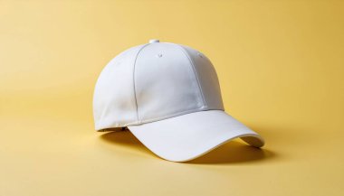 Pastel Arkaplanda Beyaz Beyzbol Şapkası Modeli