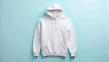 Pastel Arkaplanda Beyaz Kapüşonlu Model