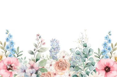 düğün, doğum günü, kart, arkaplan, davetiye, duvar kağıdı, çıkartma, dekorasyon için çiçek suluboya çerçevesi.