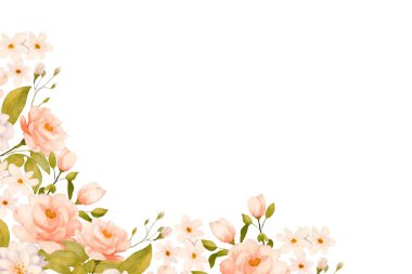 Çiçek açan botanik çiçek bahçesi. Beyaz arka planda renkli yabani çiçek. Renkli bahçe vektör illüstrasyonu.