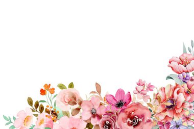 düğün, doğum günü, kart, arkaplan, davetiye, duvar kağıdı, çıkartma, dekorasyon için çiçek suluboya çerçevesi.