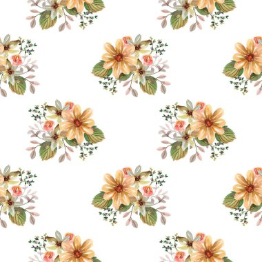 Beyaz arka planda tatlı, pürüzsüz bir çiçek deseni var. Güzellik ürünleri veya diğer ürünler için kusursuz desen.